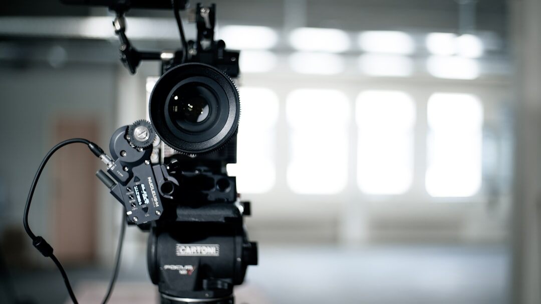 Professional video camera and broadcast equipment closeup